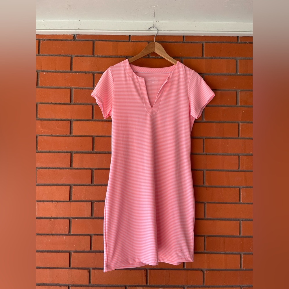 VINEYARD VINE'S Women's Striped Pink Short Sleeve Performance Dress S